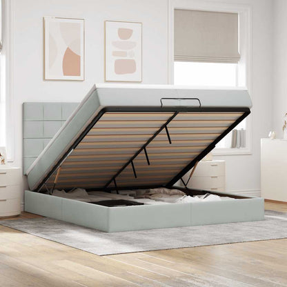vidaXL Lit ottoman avec matelas et LED Gris clair 200x200 cm Velours