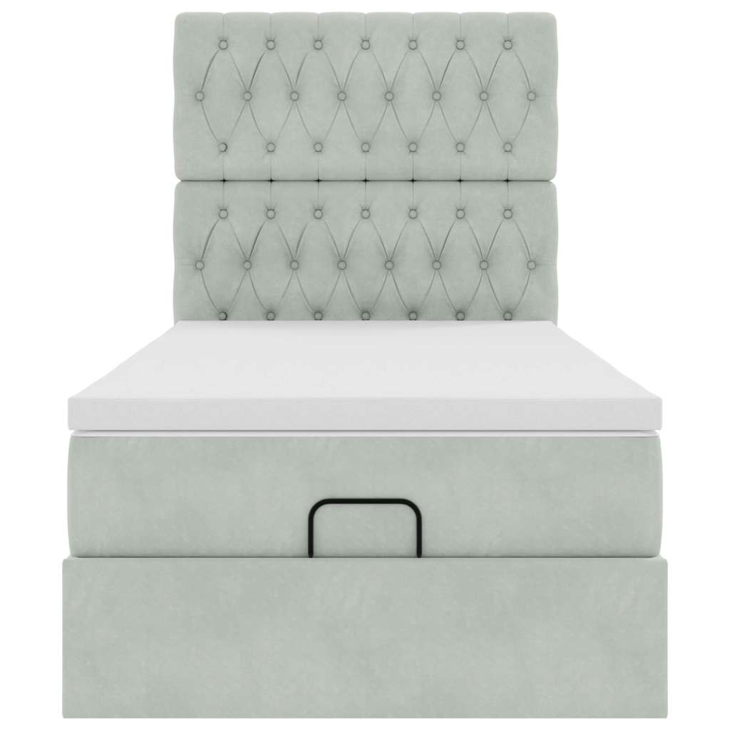 Ottoman-Bett mit Matratzen & LEDs Hellgrau 80x200 cm Samt