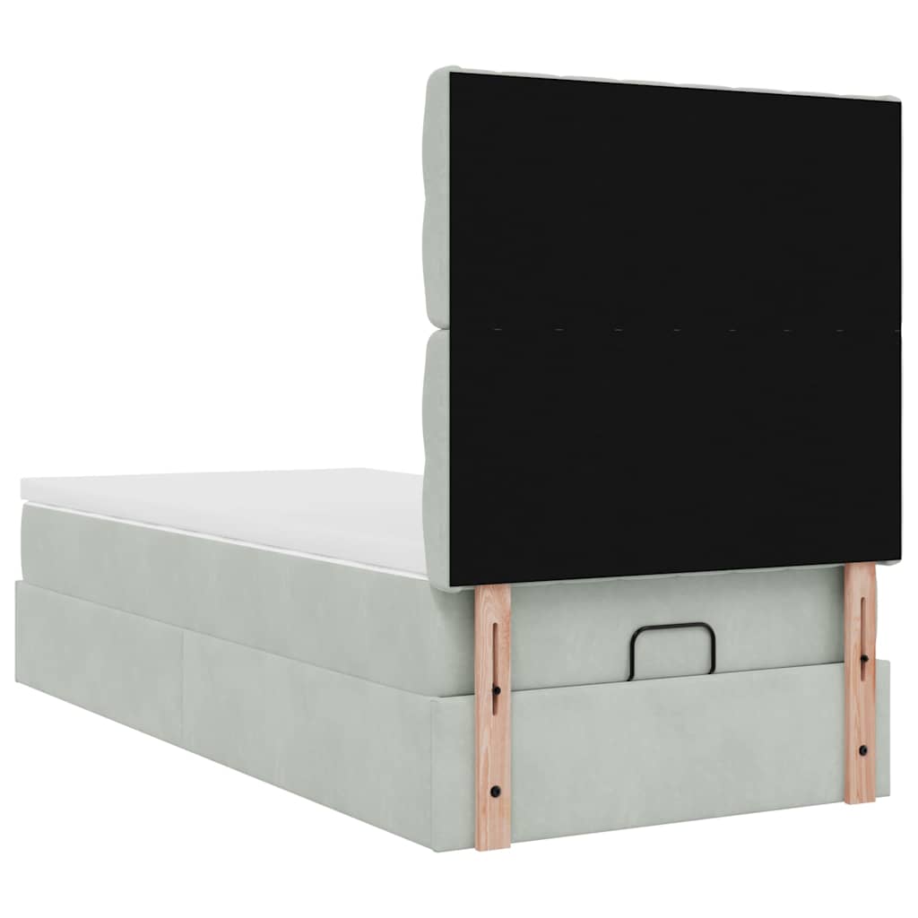 Ottoman-Bett mit Matratzen & LEDs Hellgrau 80x200 cm Samt