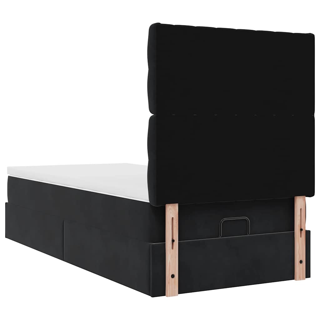 vidaXL Lit ottoman avec matelas et LED Noir 80x200 cm Velours