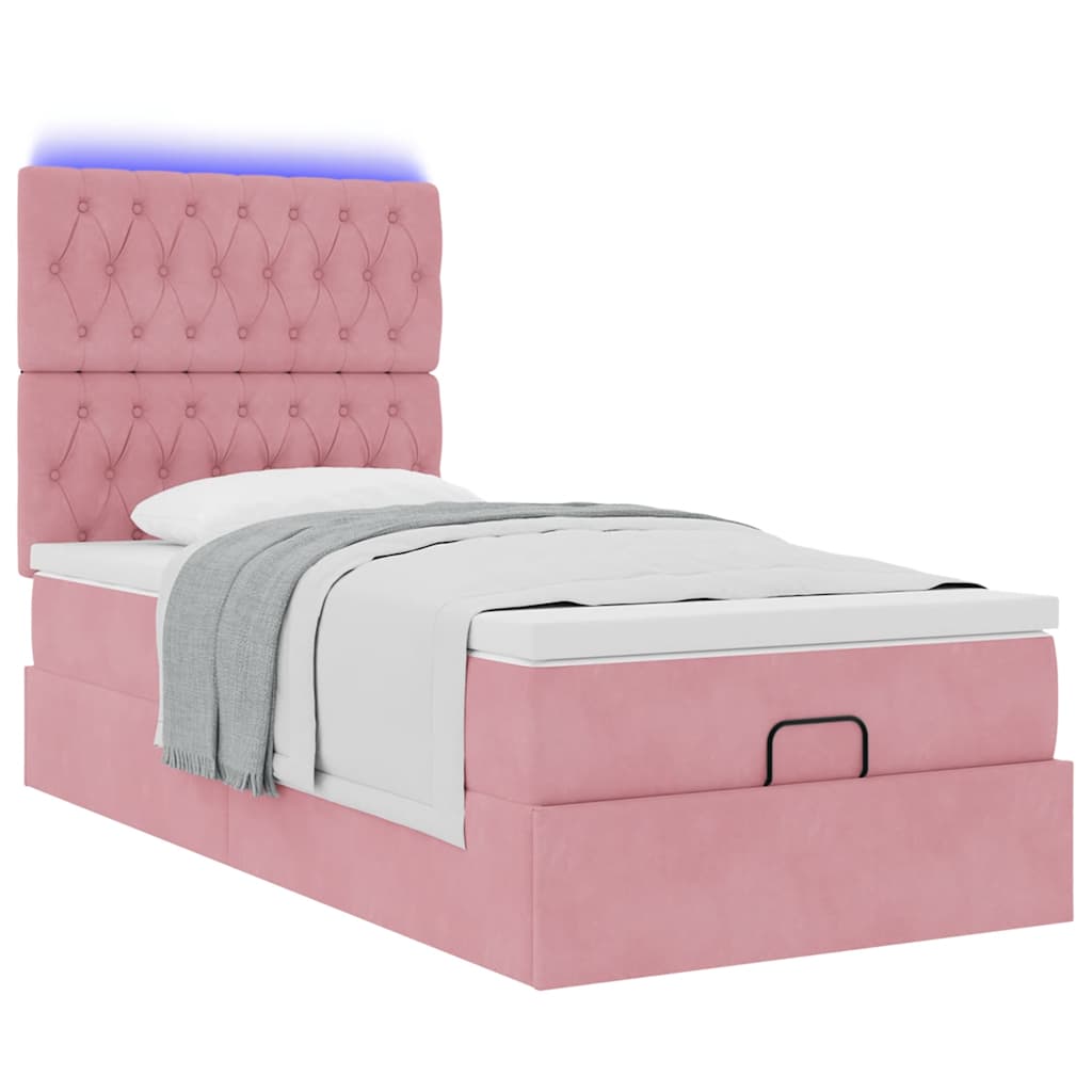 vidaXL Lit ottoman avec matelas et LED Rose 80x200 cm Velours