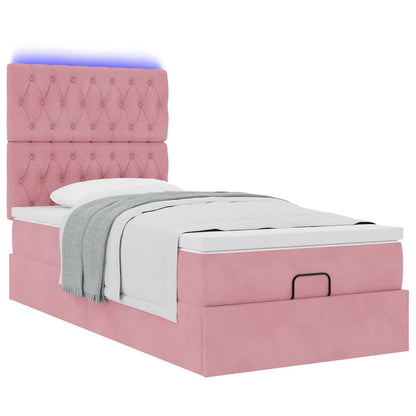 vidaXL Lit ottoman avec matelas et LED Rose 80x200 cm Velours
