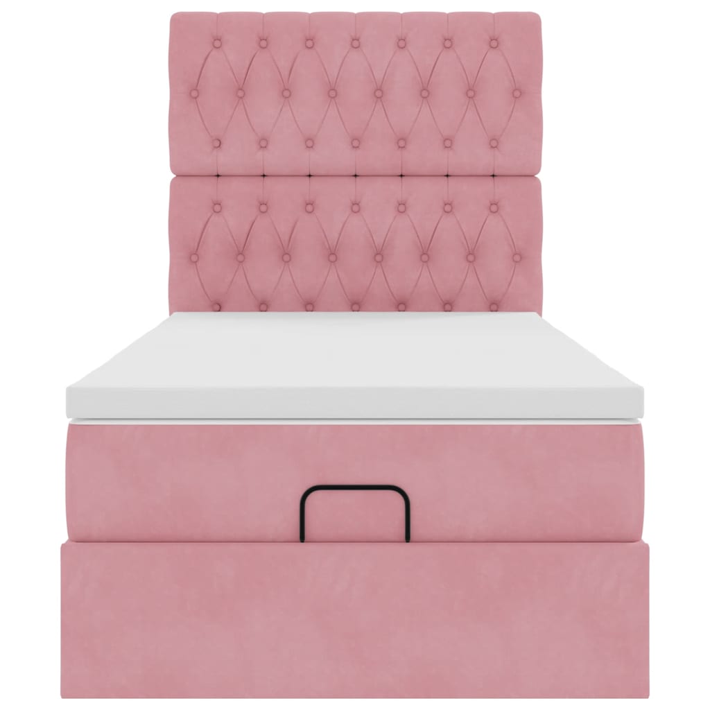 vidaXL Lit ottoman avec matelas et LED Rose 80x200 cm Velours