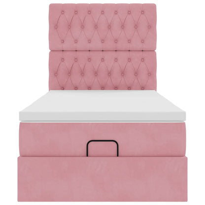 vidaXL Lit ottoman avec matelas et LED Rose 80x200 cm Velours