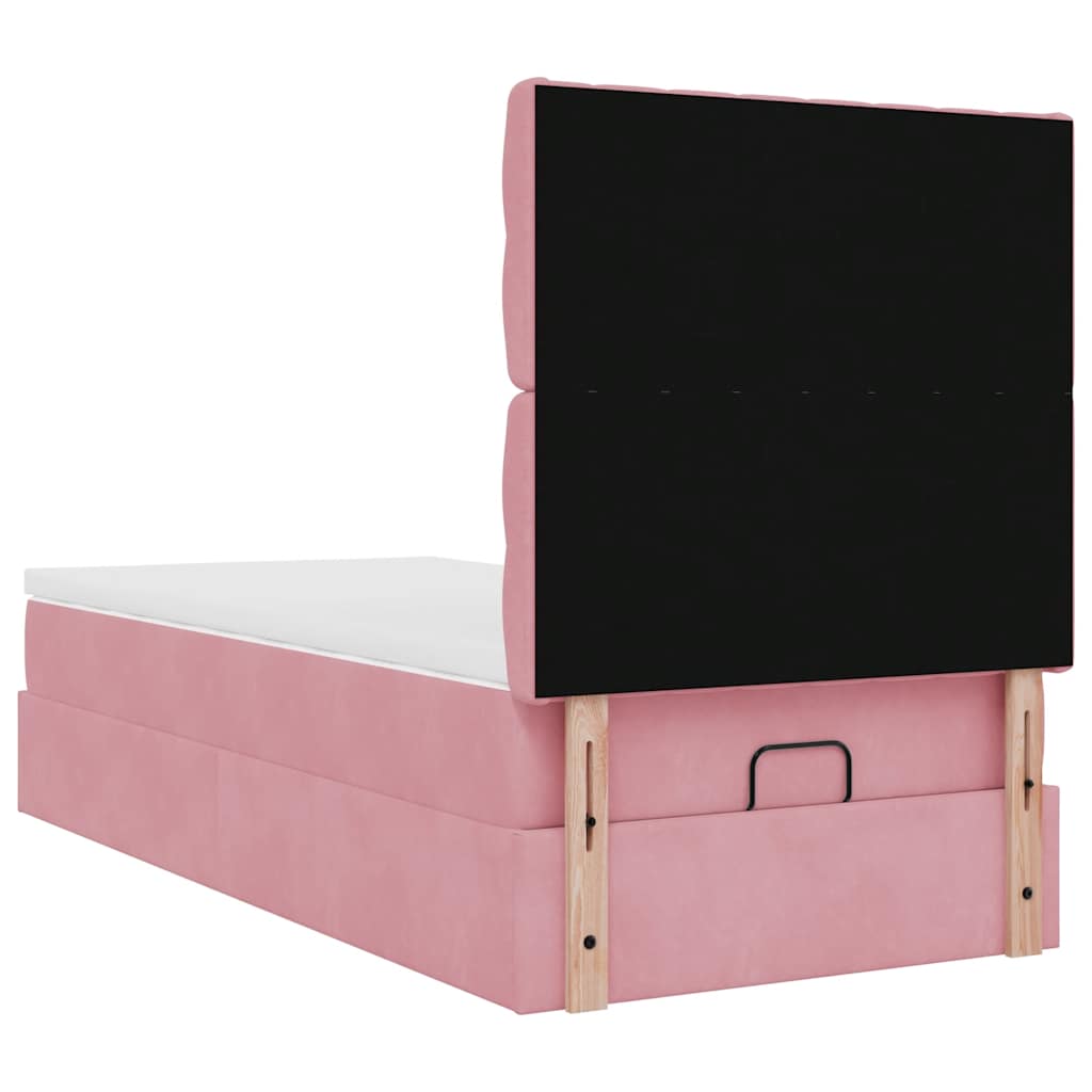 vidaXL Lit ottoman avec matelas et LED Rose 80x200 cm Velours