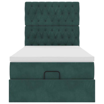 vidaXL Lit ottoman avec matelas et LED Vert foncé 90x190 cm Velours