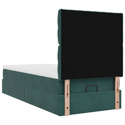 vidaXL Lit ottoman avec matelas et LED Vert foncé 90x190 cm Velours
