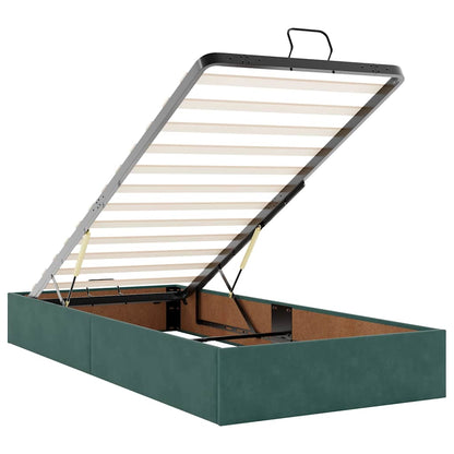 vidaXL Lit ottoman avec matelas et LED Vert foncé 90x190 cm Velours