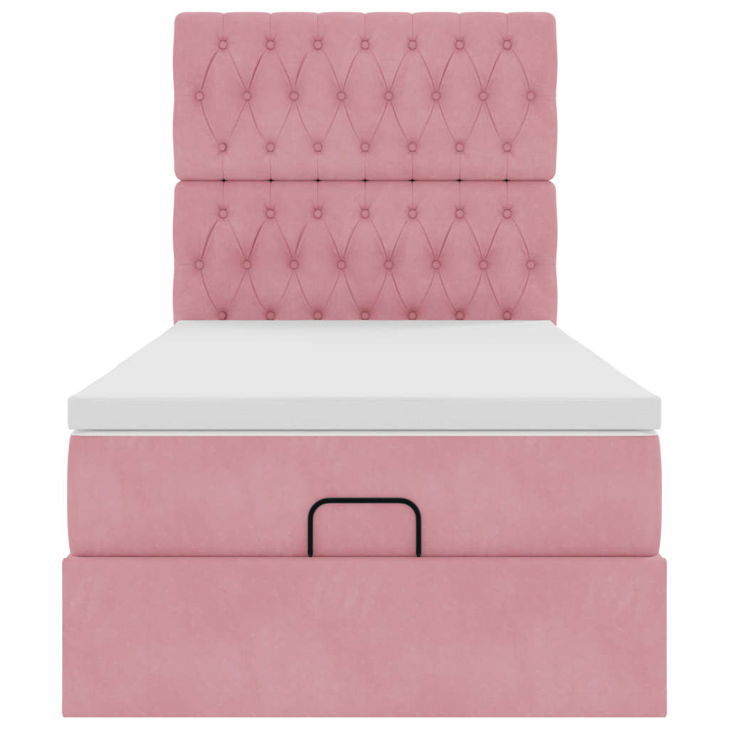 vidaXL Lit ottoman avec matelas et LED Rose 90x190 cm Velours