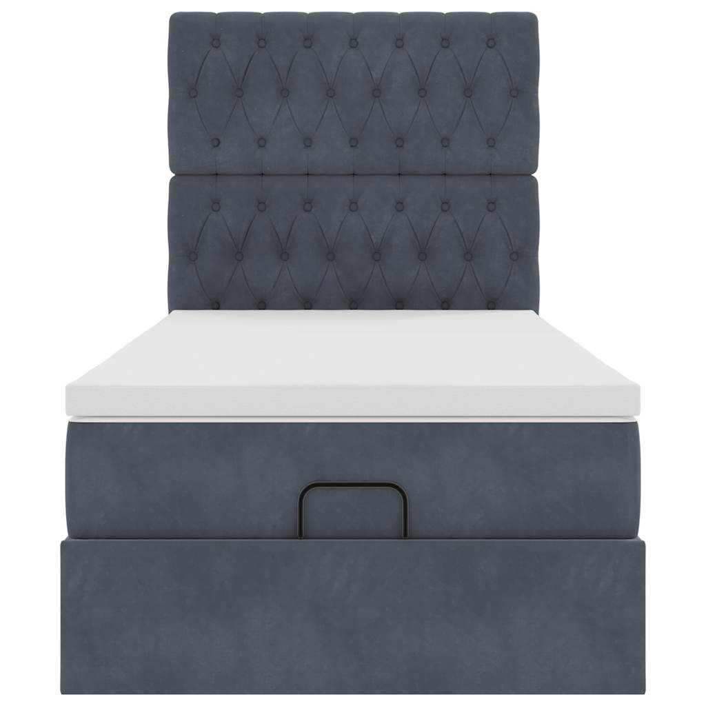 vidaXL Lit ottoman avec matelas et LED Gris foncé 90x200 cm Velours