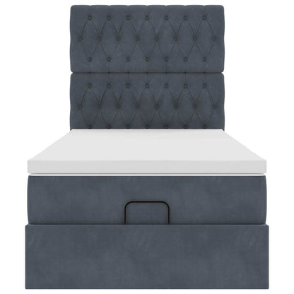 vidaXL Lit ottoman avec matelas et LED Gris foncé 90x200 cm Velours