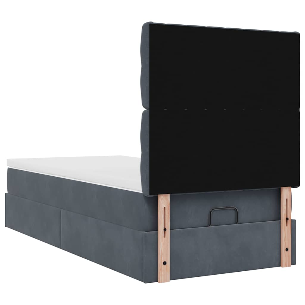vidaXL Lit ottoman avec matelas et LED Gris foncé 90x200 cm Velours