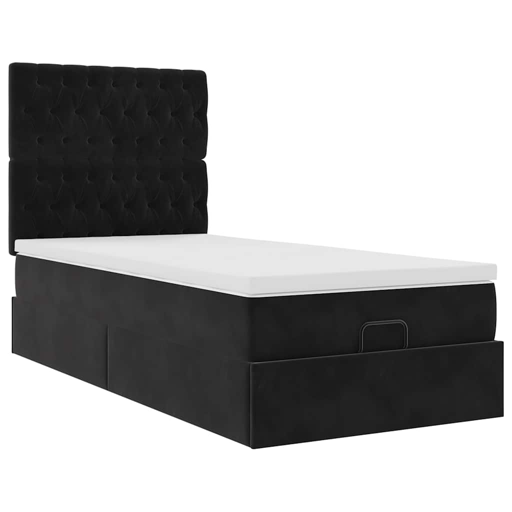 vidaXL Ottoman-Bett mit Matratzen & LEDs Schwarz 90x200 cm Samt
