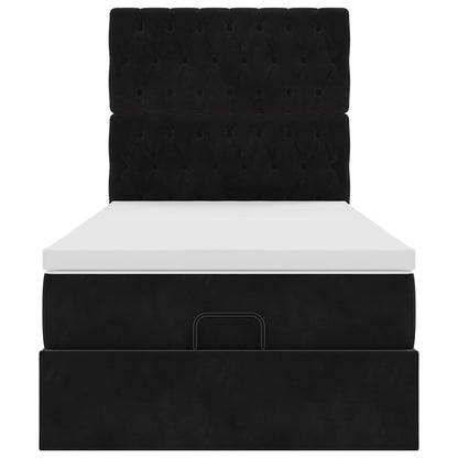 vidaXL Ottoman-Bett mit Matratzen & LEDs Schwarz 90x200 cm Samt