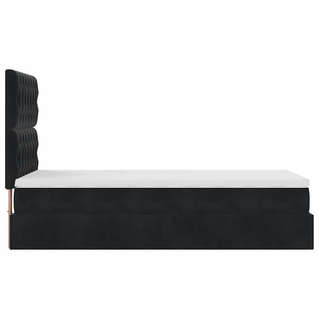 vidaXL Ottoman-Bett mit Matratzen & LEDs Schwarz 90x200 cm Samt