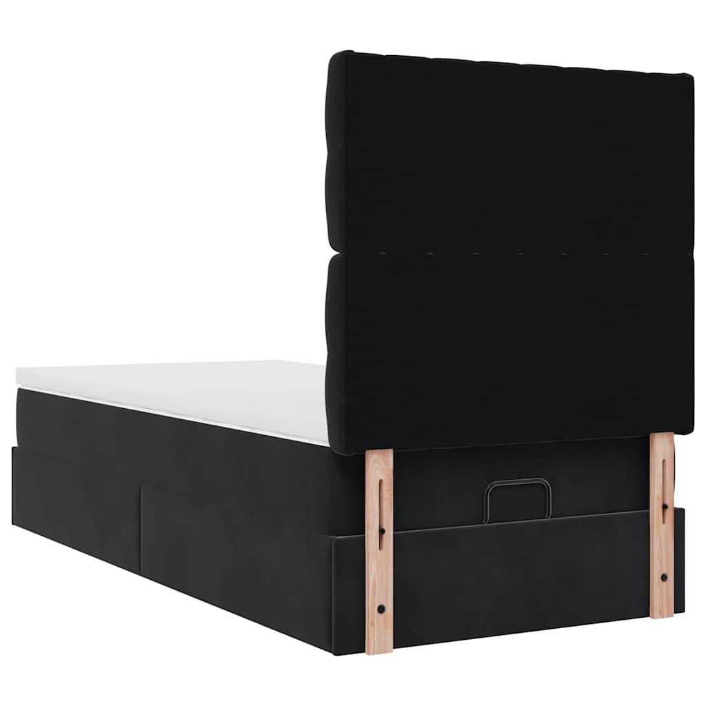 vidaXL Ottoman-Bett mit Matratzen & LEDs Schwarz 90x200 cm Samt