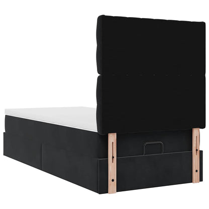 vidaXL Ottoman-Bett mit Matratzen & LEDs Schwarz 90x200 cm Samt