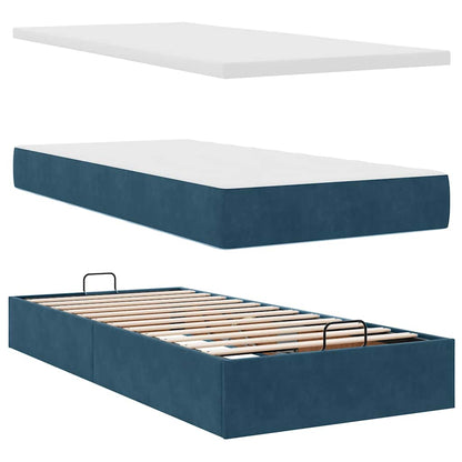 vidaXL Lit-coffre avec matelas et LED Bleu foncé 90x200 cm Velours