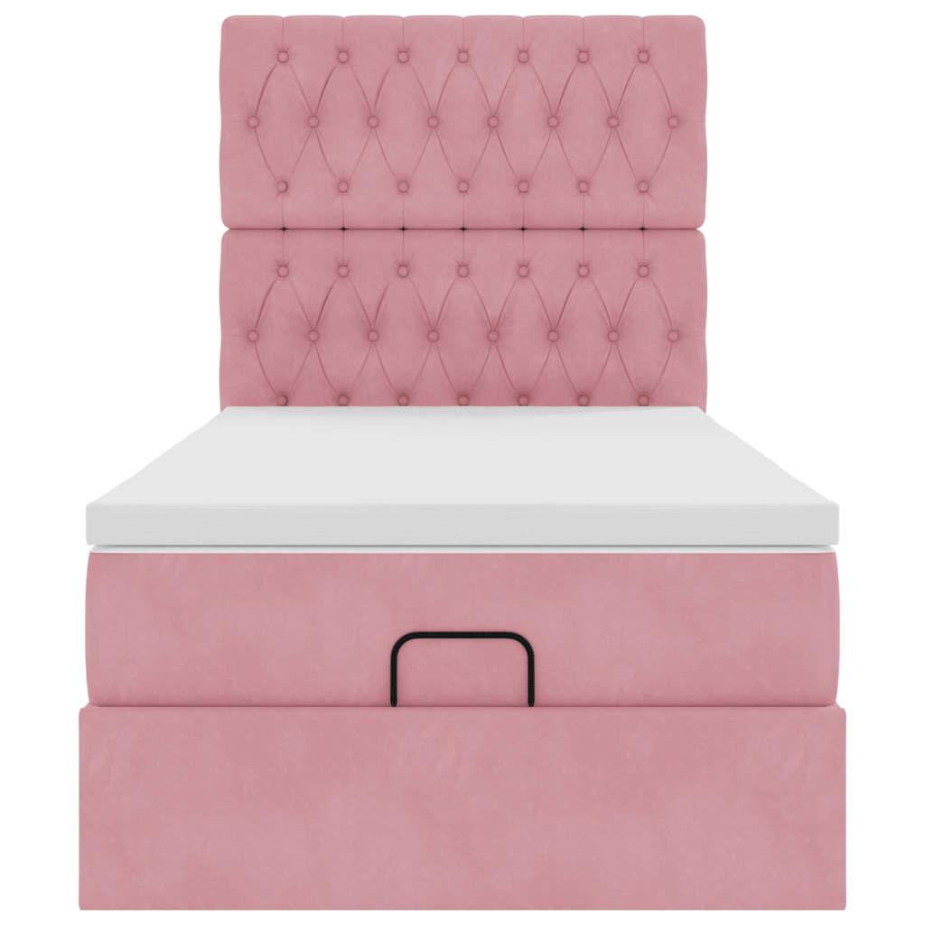 vidaXL Lit ottoman avec matelas et LED Rose 90x200 cm Velours