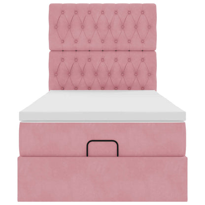 vidaXL Lit ottoman avec matelas et LED Rose 90x200 cm Velours