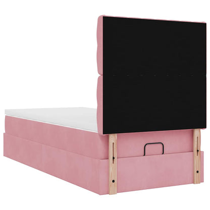 vidaXL Lit ottoman avec matelas et LED Rose 90x200 cm Velours
