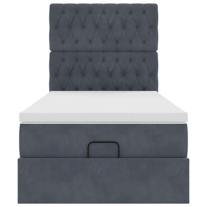 vidaXL Lit Ottoman avec matelas et LED Gris foncé 100x200 cm Velours