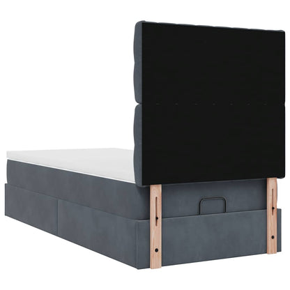 vidaXL Lit Ottoman avec matelas et LED Gris foncé 100x200 cm Velours