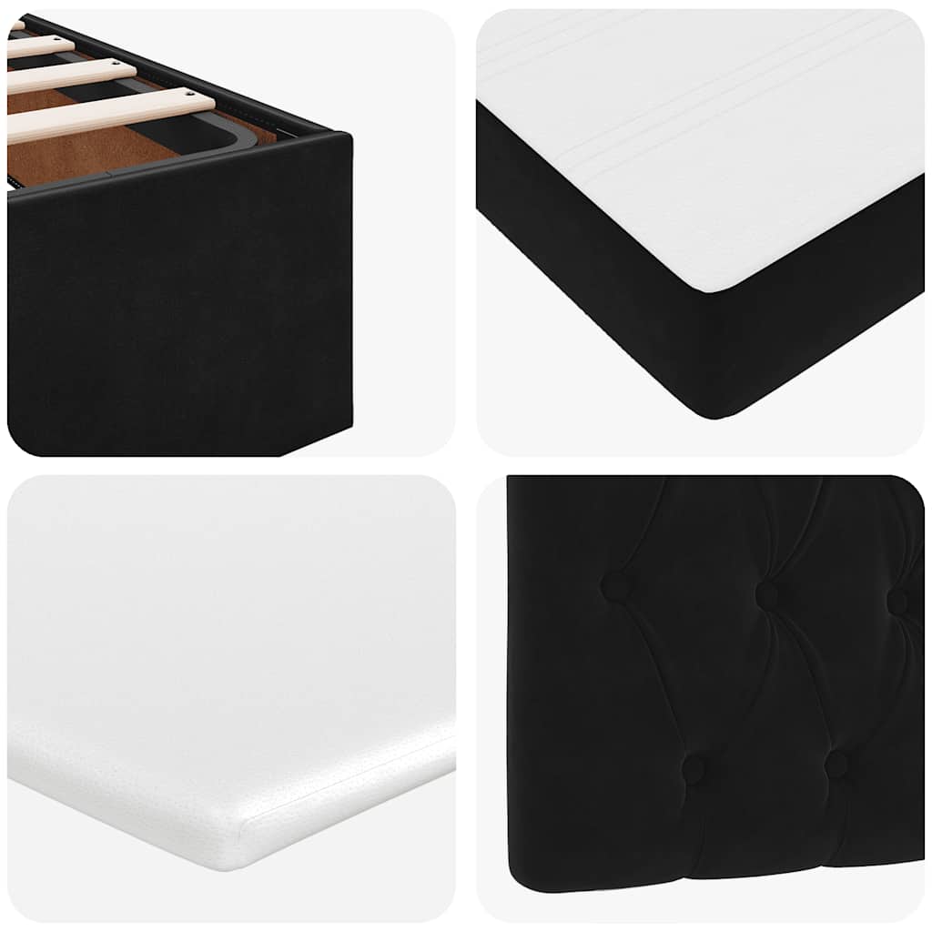 vidaXL Ottoman-Bett mit Matratzen & LEDs Schwarz 100x200 cm Samt