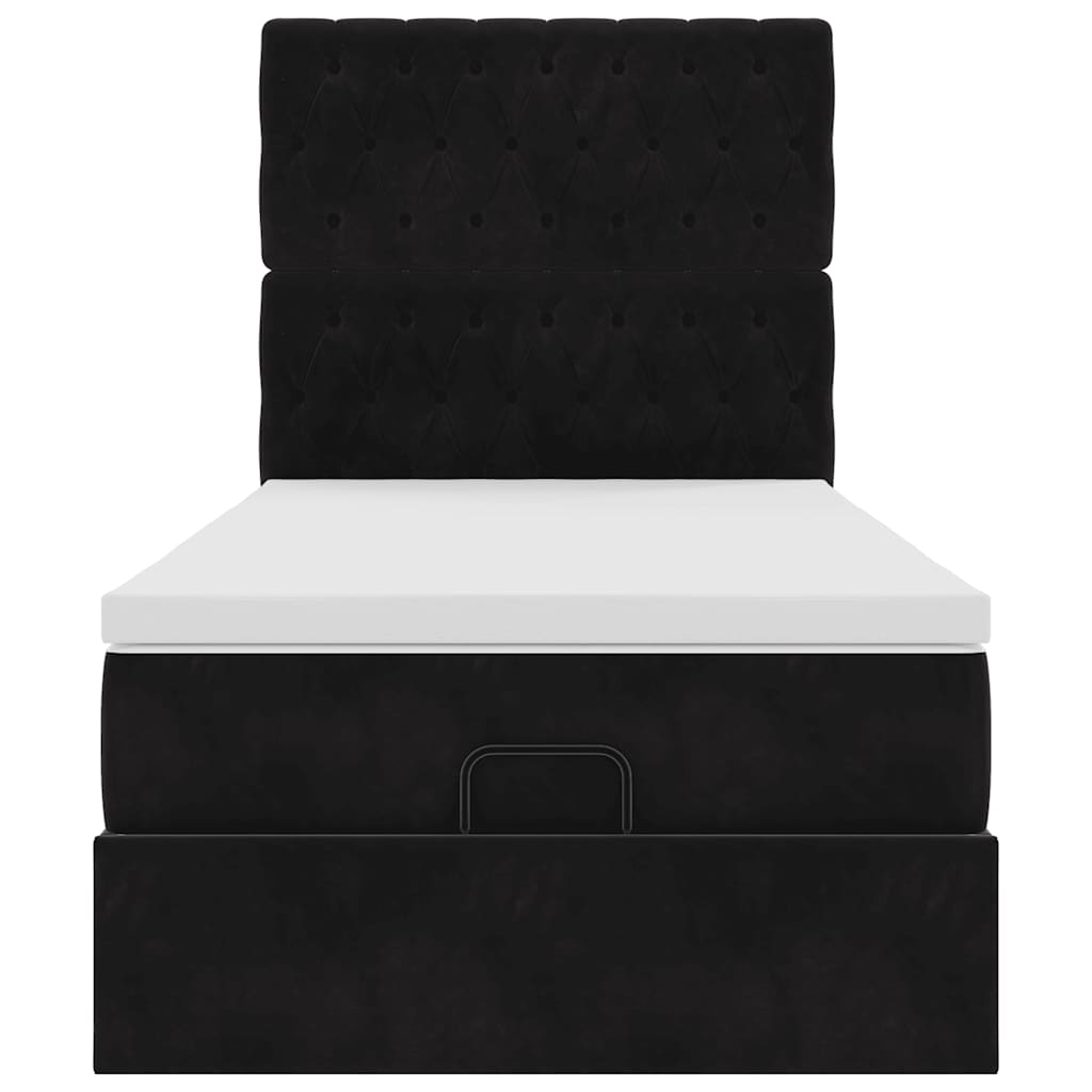 vidaXL Ottoman-Bett mit Matratzen & LEDs Schwarz 100x200 cm Samt