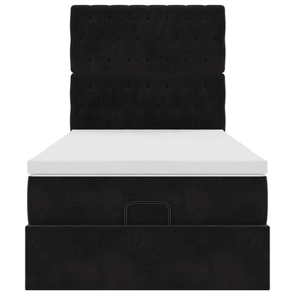 vidaXL Ottoman-Bett mit Matratzen & LEDs Schwarz 100x200 cm Samt