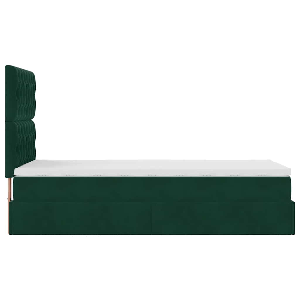 vidaXL Ottoman-Bett mit Matratzen & LEDs Dunkelgrün 100x200 cm Samt