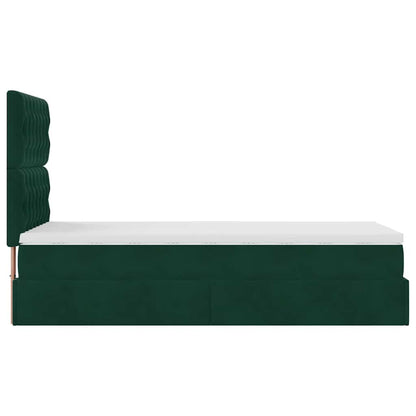 vidaXL Ottoman-Bett mit Matratzen & LEDs Dunkelgrün 100x200 cm Samt