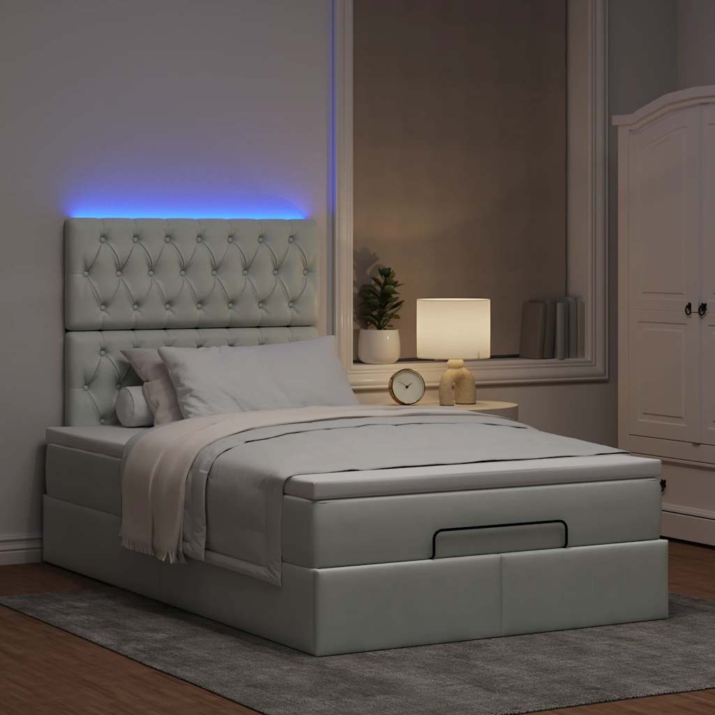 vidaXL Lit ottoman avec matelas et LED gris clair 120x190 cm velours