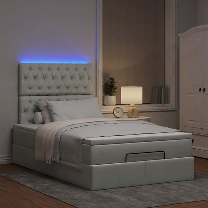 vidaXL Lit ottoman avec matelas et LED gris clair 120x190 cm velours