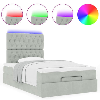vidaXL Lit ottoman avec matelas et LED gris clair 120x190 cm velours
