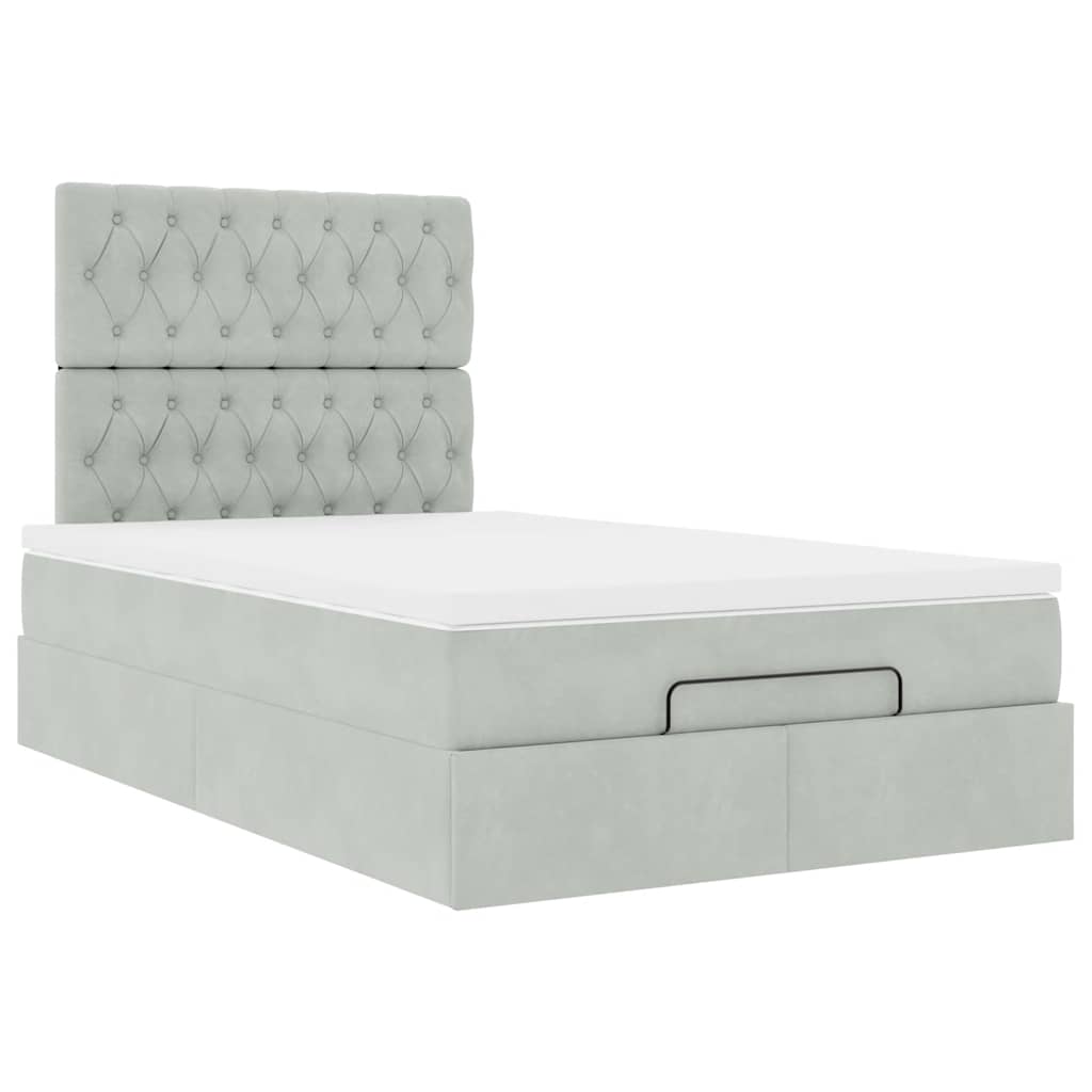 vidaXL Lit ottoman avec matelas et LED gris clair 120x190 cm velours