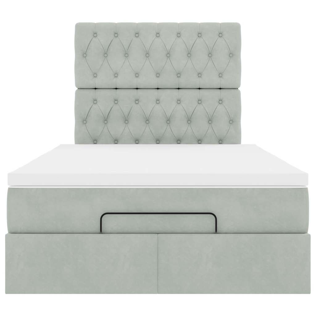 vidaXL Lit ottoman avec matelas et LED gris clair 120x190 cm velours