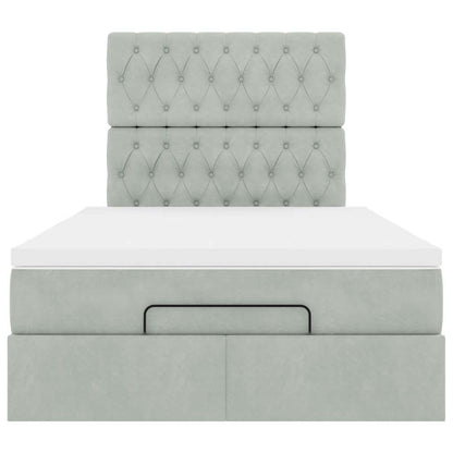 vidaXL Lit ottoman avec matelas et LED gris clair 120x190 cm velours