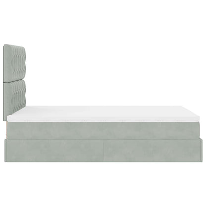 vidaXL Lit ottoman avec matelas et LED gris clair 120x190 cm velours