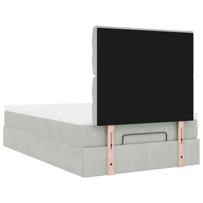 vidaXL Lit ottoman avec matelas et LED gris clair 120x190 cm velours