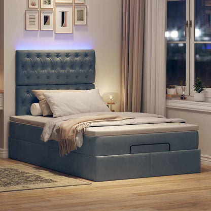 vidaXL Lit coffre avec matelas et LED gris foncé 120x190 cm velours