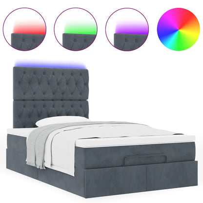 vidaXL Lit coffre avec matelas et LED gris foncé 120x190 cm velours