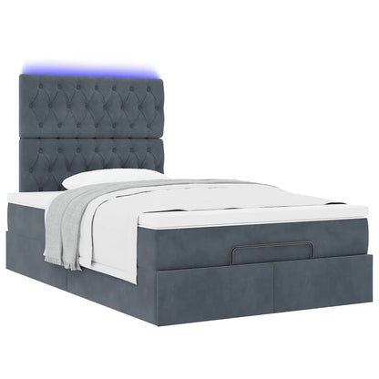 vidaXL Lit coffre avec matelas et LED gris foncé 120x190 cm velours