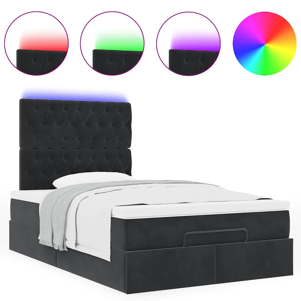 vidaXL Ottoman-Bett mit Matratzen & LEDs Schwarz 120x190 cm Samt