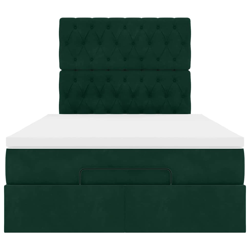 vidaXL Ottoman-Bett mit Matratzen & LEDs Dunkelgrün 120x190 cm Samt