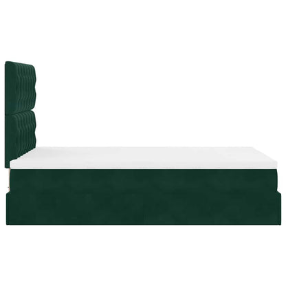 vidaXL Ottoman-Bett mit Matratzen & LEDs Dunkelgrün 120x190 cm Samt