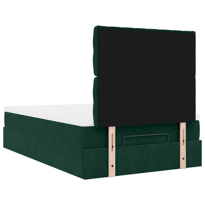 vidaXL Ottoman-Bett mit Matratzen & LEDs Dunkelgrün 120x190 cm Samt