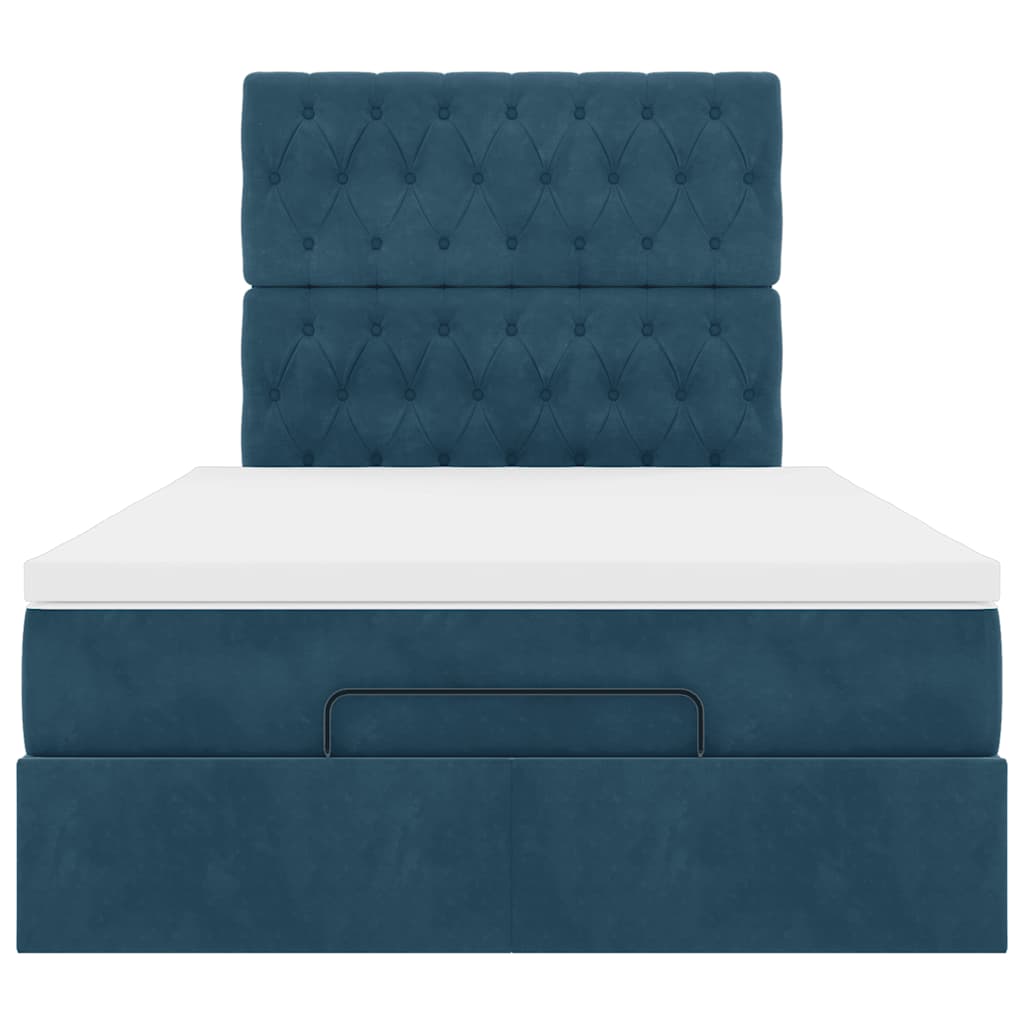 Ottoman-Bett mit Matratzen & LEDs Dunkelblau 120x190 cm Samt