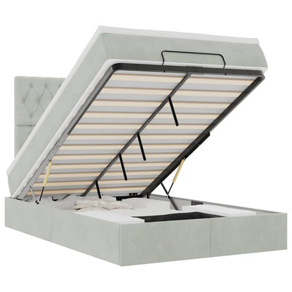 vidaXL Lit ottoman avec matelas et LED Gris clair 120x200 cm Velours