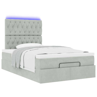 vidaXL Lit ottoman avec matelas et LED Gris clair 120x200 cm Velours